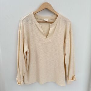 By Together + Collection Knit Blouse Shirt Top Oversized Sweater S Cream Ribbed